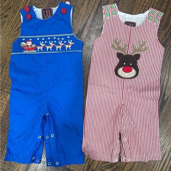 Red Striped Reindeer Romper - Picture 2 of 2
